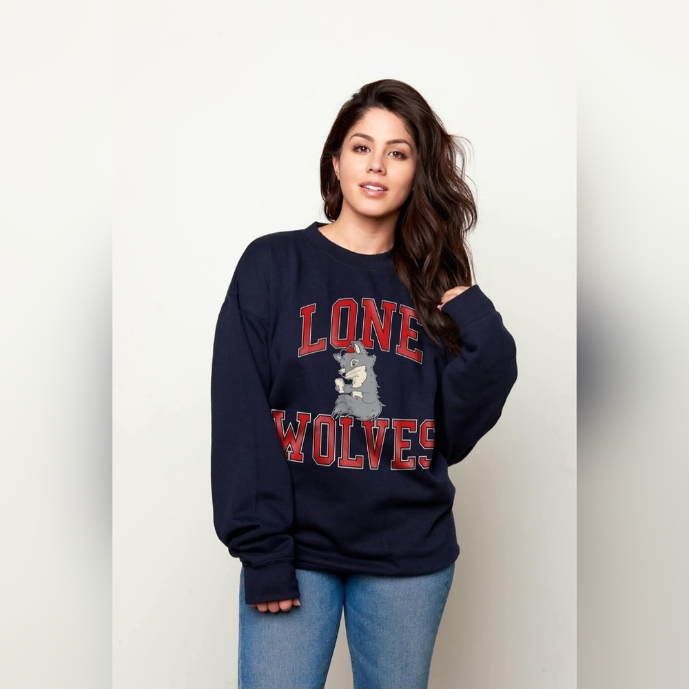 Lone Wolves Collegiate Navy Crewneck